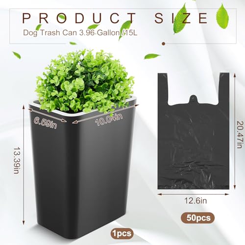 image for Jingmore Dog Poop Trash Can Outside 3.96 Gal/15 L Plant Styled Dog Was