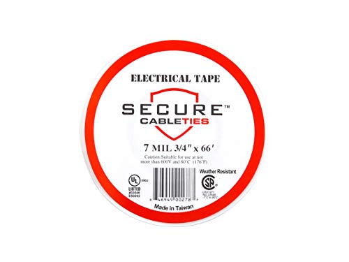 Image of Secure White Electrical Tape 3 /4 Inch x 66 Feet - Single Roll