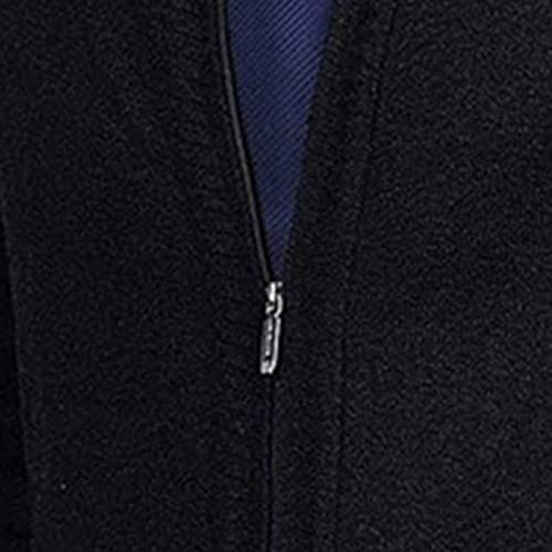 JEShifangjiusu Men's Full Zip Cardigan Sweater Stand Collar Casual Knitted Sweater Slim Fit Cable Knitted Sweater with Pocket, Black, X-Large2