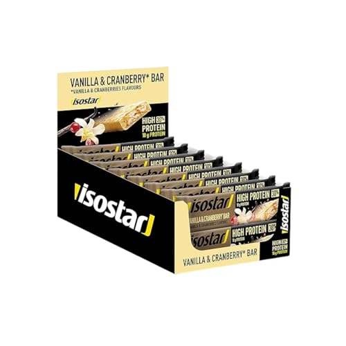ISOSTAR – High Protein 30 Protein Riegel Vanille-Cranberry – Proteinriegel für Sportler – 16 x 55 g