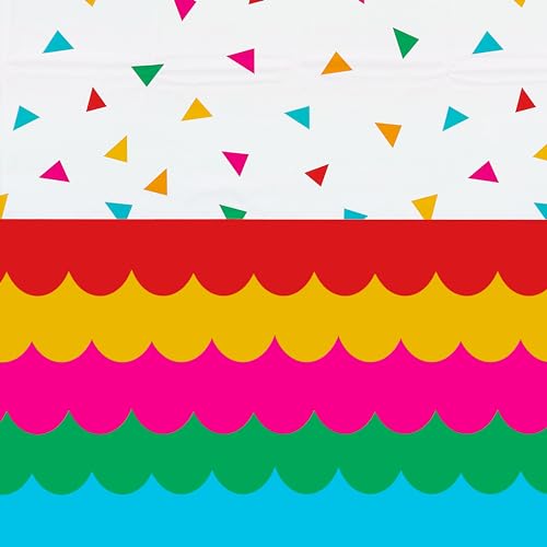 Image of American Greetings 3-Count # sq. ft. Plastic Table Covers, Fiesta Party Supplies (54 in. x 84 in.)