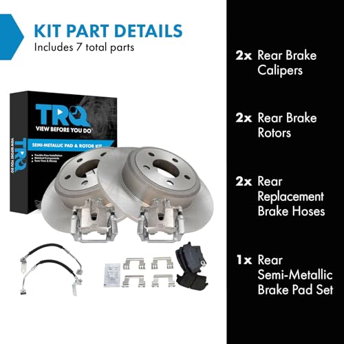 Image of TRQ Rear Brake Pad & Rotor Kit Semi-Metallic Compatible with 2009 Dodge Challenger