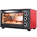 23 L Backofen, Elektrobackofen 1300 W Einstellbare Temperatur 70-250 ℃ Und 60 Minuten Timer Mit 3 Heizfunktionen Umluft Toaster Backofen Nützlich (Rot)