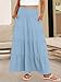 ANRABESS Womens Maxi Skirts, Elastic High Waist A-Line Tiered, Long Flowy Boho Skirts, Summer Casual Beach & Vacation Wear Bright Blue M