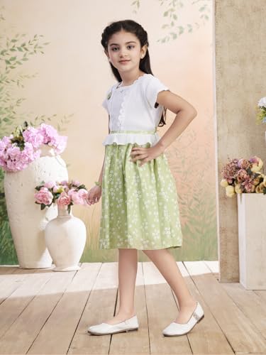 Image of Aarika Girls Blue Colour Floral Print Cotton Blend Frock