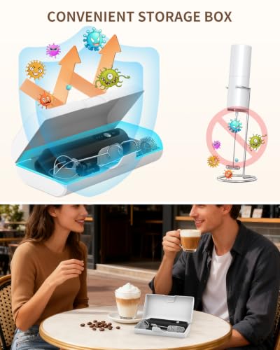 Image of CIRCLE JOY Rechargeable Coffee Frother Electric with 3 Variable Speeds, 3 Whisks and Storage Box, Milk Frother Handheld for Coffee, Latte, Cappuccino, Milk Mixing, Protein Shakes & Egg Beating