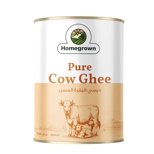 Homegrown Pure Desi Cow Ghee (500 ml) | Pure A2 Milk Curd-Churned | Natural Immunity & Vitality Support | 100% Pure Clarified Butter | Antioxidant Rich & Non-GMO | Wellness Daily Spoon | Glass Jar