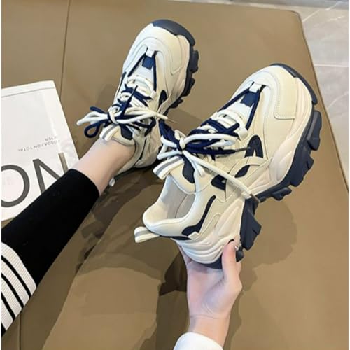 Women's Fashion Y2K Chunky Sneakers Retro Dad Shoes with 2-Inch Platform Color-Block Non-Slip Casual Walking Shoes2