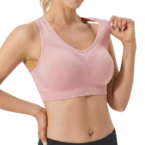 Image of FITTIN Supportive Sports Bras for Women: Padded Racerback for Yoga Workout | Full Coverage No Bounce Zero-Pressure Comfort Wide Strap Seamless for Pilates Gym - for C-DDD Cups Plus Size Large Bust Women