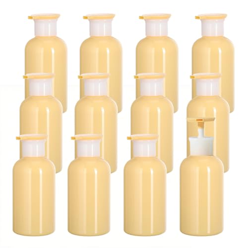 YANCAER - 12 Piezas de Amarillo Botella Dispensadora de Loción Recargable 300 ml – Ideal para loción, jabón de Manos, champú, Gel de Ducha, Limpiador Facial o acondicionador.