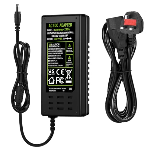Taormey 24V 6A Power Supply Adapter AC 100V~240V to DC 24 Volt 6 Amp 144W Converter Transformer DC Power Adapter Supply for LED Strip Light 3D Printer LED Driver LCD Monitor-Plug 5.5x2.1/2.5mm