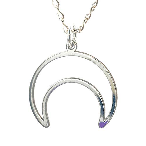 MASBARATA.ES Gargantilla Luna Calada Invertida DE Plata DE Ley 925/1000