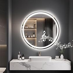【Bluetooth Speaker】 Would you like to have a bathroom mirror that can sing? The lighted bluetooth bathroom mirror is equipped with audio equipment, which can be connected to the phone via Bluetooth, allowing you to enjoy music, listen to the news whi...