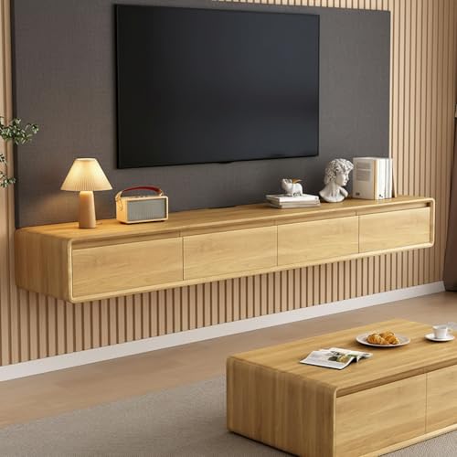 MIMRTIMI Mueble de TV Suspendido con 2 Puerta 2 cajón, 160-240CM Madera Maciza muebele TV para TV para Salón, Dormitorio