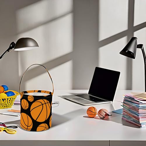 Image of Basketball Easter Bucket Easter Basket for Kids Baby Storage Basket Cute Toy Storage Bin Organizer Shelf Book Basket Easter Room Decor(Basketball)