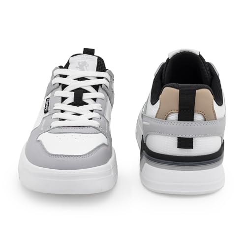 Image of Red Tape Men's Sneakers White Grey Pu Mesh Round Toe Lace-Up