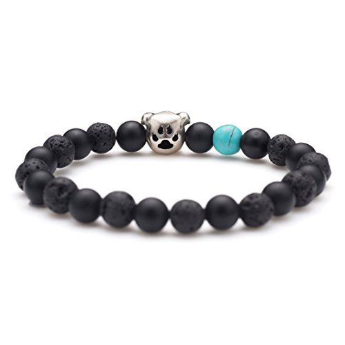Karseer Dog Mascot Natural Onyx and Lava Rock Beads Bracelet Friendship Jewelry Gift Unisex2
