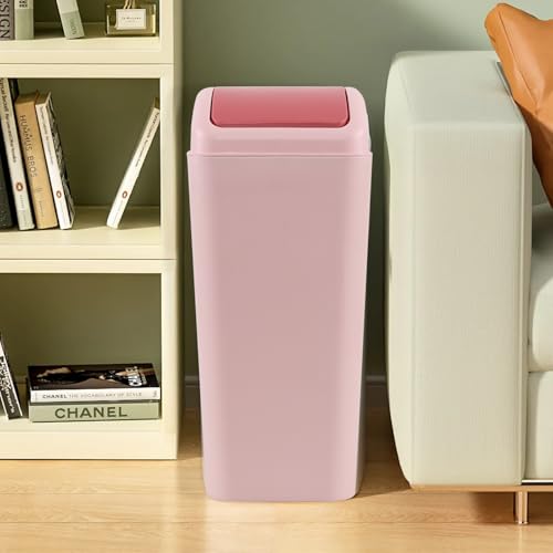 Caneca de basura plástica rectangular rosa 3.5 gal. miniatura 4