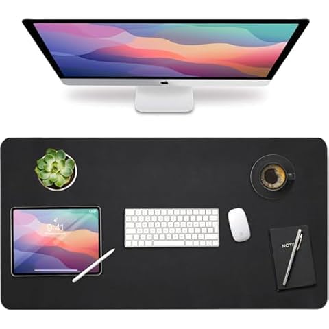 Vine Creations Leather Desk Mat Large 36" x 20", Desk Protector Mat, PU Leather Desk Pad, Non-Slip Large Mouse Pad, Desk Blotter, Desk Pads on Top of Desks, Home Office Desk Matt for Desktop (Black) Cover