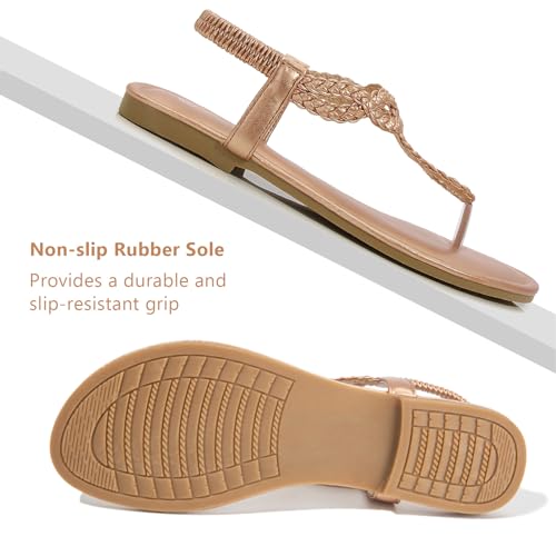 zeetoo Women's Flat Sandals Summer T-StrapThong Bohemian Casual Comfortable Dressy Sandals for Women4