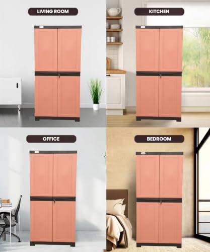 Image of Prima Viva-2 Plastic Storage Cabinet (Medium H 4 Ft x W 2 Ft x D 1.6 Ft) | 4 Compartments Multipurpose Organizer for Home & Office | Strong, Stylish & Spacious Cupboard for Clothes & Essentials