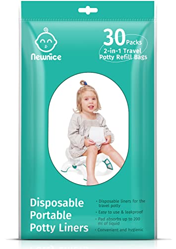 Newnice 30 Packs Potty Liners Disposable With 200Ml Absorbent Pads, Travel Potty Refill Bags Compatible With Oxo Tot, Portable Potty Chair Liners, Universal Training Toilet Seat Bags For Kids Toddlers #TOP18