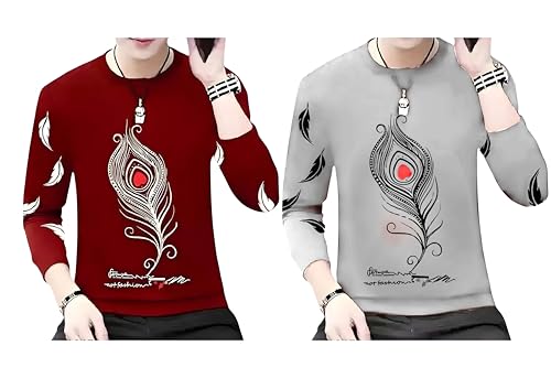 Image of Men Round Neck Cotton Blend Stylish Printed T-Shirt