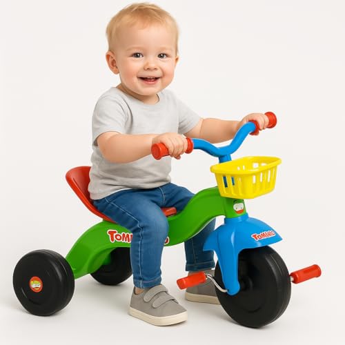 Buntes Dreirad für Kinder – Verstellbarer Sitz – Mit Lenkerkorb – Für 1–3 Jahre – Made in Italy – Bild 3