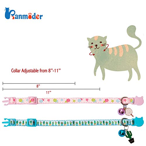 BANMODER Cat Collar Breakaway with Bell,2 Pack Safety Adjustable Cat Collars Set,Candy & Cactus - Image 2