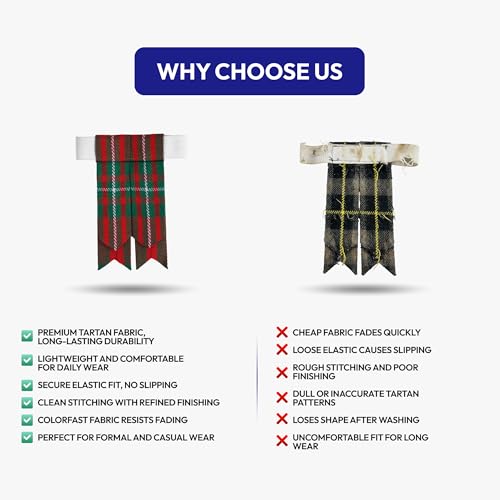 Image of Scottish Tartan Kilt Flashes with Elastic Adjusters