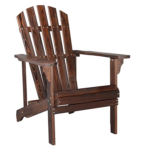 Kcelarec Folding Adirondack Chair With Ottoman Foot Rest, Outdoor Wooden Accent Lounge Chairs For Yard, Garden, Patio #TOP4