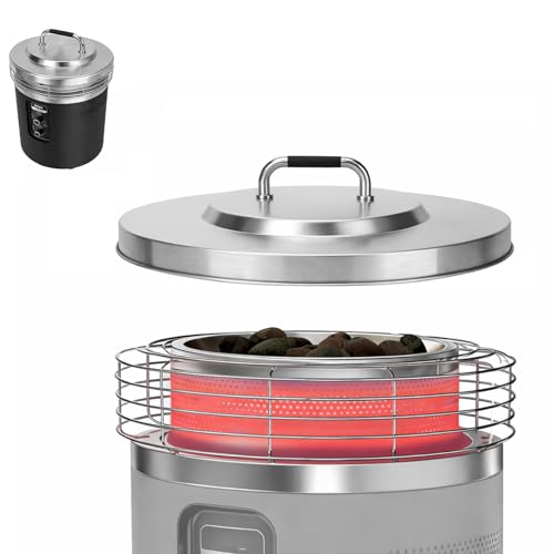 Fire Pit Lid for Ninja Fireside360 Outdoor Heater and Fire Pit Stainless Steel Hard Cover with Handle Replacement Top Cover for Ninja Fireside360 Round Metal Lid for Protecting Ceramic Rocks