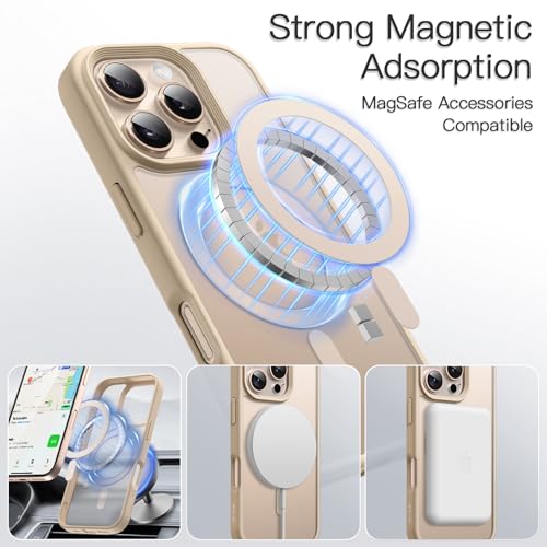 Image of JETech Magnetic Cover Case for iPhone 16 Pro Max 6.9-Inch Compatible with MagSafe, Translucent Matte Back Slim Shockproof Phone Cover (Desert Titanium)
