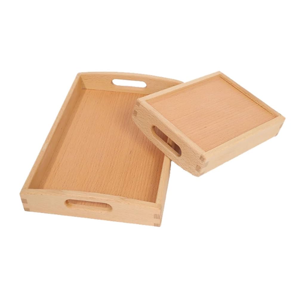 ttnmrc Montessori Beech Wood Work Tray with Cutout Handles, Solid Wooden Storage Tray for Classroom Practical Life