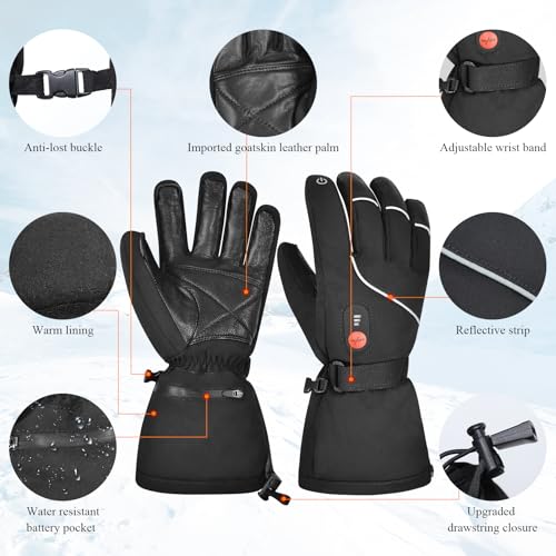 SAVIOR HEAT Heated Gloves, Unisex Rechargeable Battery Powered Electric Heating Glove for Winter Outdoor (Black S14, Medium)