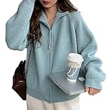 [ririka] リリカ ニット ブルゾン カーディガン 羽織り アウター 襟 リブ フル ジップ アップ シンプル おしゃれ 長袖 かわいい 春 秋 冬 ファスナー レディース (フリー, ミント)