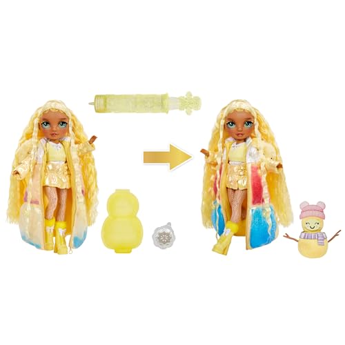 Rainbow High Winter Wonderland Sunny - Yellow 11” Fashion Doll with Magic Snow Hidden in Fashion That Puffs Up with Water, and Snowman Kit, Great Gift for Kids 4-12 Years Old
