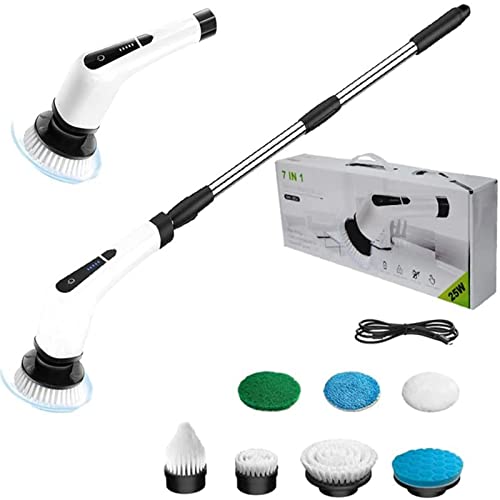 2022 New Electric Spinning Scrubber, 7 in 1 Electric Spinning Scrubber & Tile Scrubber, 360 Degree Cordless Tub & Tile Scrubber, Super Strong Surface Cleaner Long Handle
