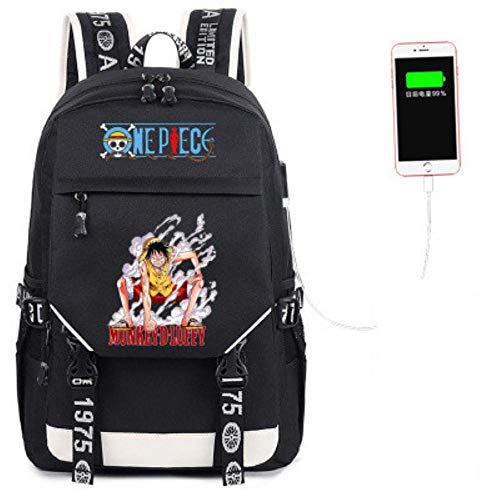 Xcmlz One Piece Luffy Puerto USB Mochila Niño Niñas Hombres Mujeres Bolsa De Viaje