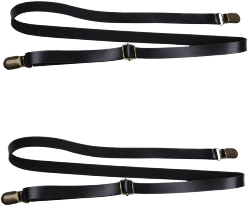BESPORTBLE 2Pcs Adjustable Elastic Braces for Non Slip PU Leather Pants Straps Comfortable Hanging Neck Trousers Suspenders Durable Stylish Design