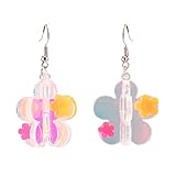 Acrylic Clear Shiny Flower Floral Summer Drop Dangle Earrings for Women Girls