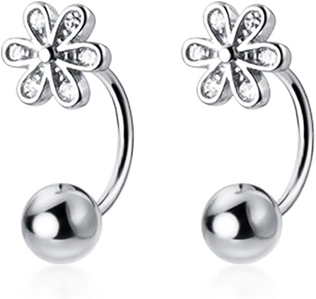 SLUYNZ 925 Sterling Silver CZ Cuff Earring Hoop for Women Girls Cartilage Earrings Helix Huggie Daisy Flower Earrings Ball Studs