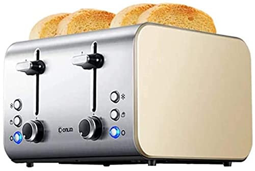Profession Toaster, 4-Scheiben-Toaster, Edelstahl-Langschlitz-Brottoaster zum Frühstück (Auftauen/Aufwärmen/Abbrechen…
