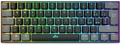 Rii Gaming RK802 - Tastiera meccanica silenziosa, dimensioni ridotte al 60%, tripla connessione...