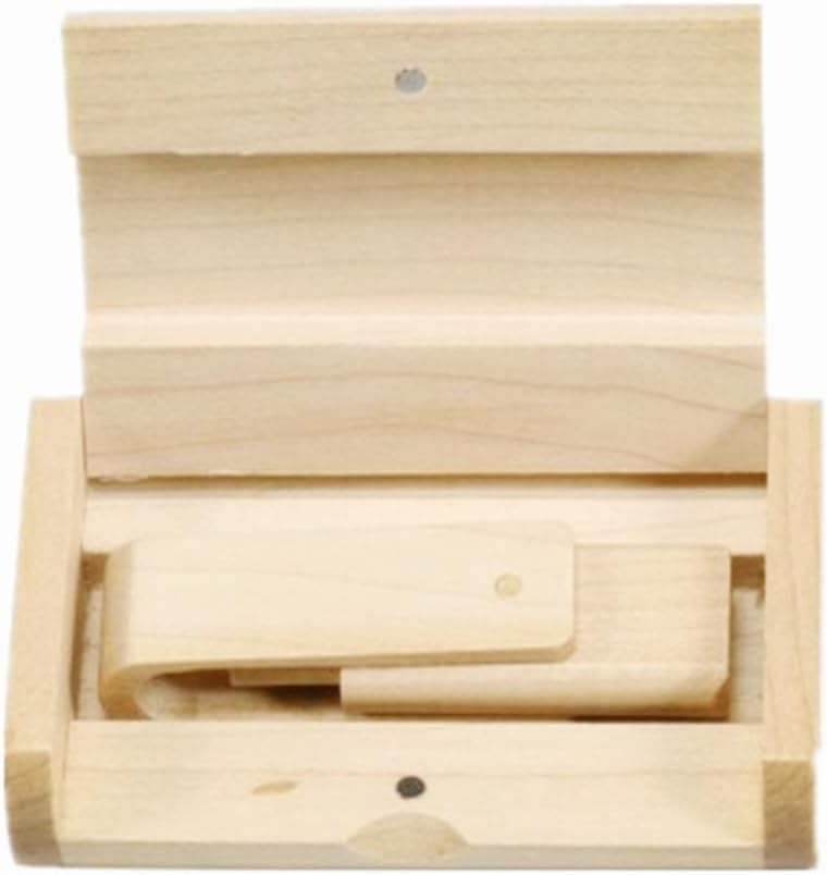 5 Pcs Wooden USB Flash Drive Memory Stick Pen Drive with Wooden Box (Rotatable Maple Wood, 2.0 4GB)