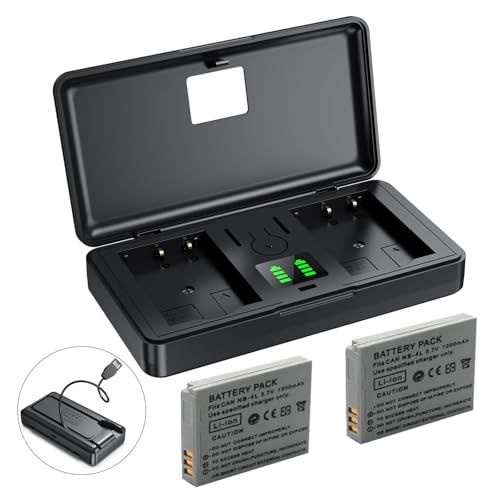 Cargador de batería NB 4L (1250 mAh) (incluyendo baterías de remolque) compatible con cámaras Canon IXUS 30/40/50/55/60/65/70/75/80/100/110/120 IXUS I Zoom, TX1