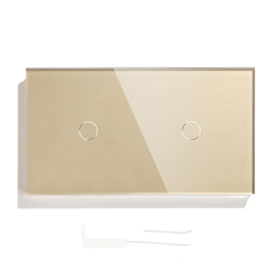Touch Lichtschalter Double 1 Gang Way Dimmer Touch Light Switch Panel Wall Switches Sensor Dimmbar(Golden)