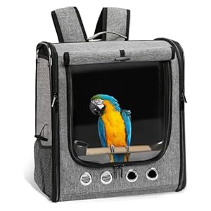 Bird Carrier Bag Bird Travel Cage with Stand, Lightweight Backpack for Parrot, Large Portable Bird Travel Bag, Pet Transparent Breathable Travel Cage