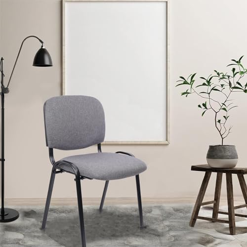 CLATINA Set of 5 Pack Waiting Room Chairs Fabric Grey Stackable Chairs Metal Frame with Thickened Seat Back Cushion for Waiting Conference Room Guest Chairs - Thumbnail 4