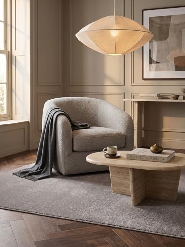 Tapis de salon beige structure boucles résistant lavable - 4